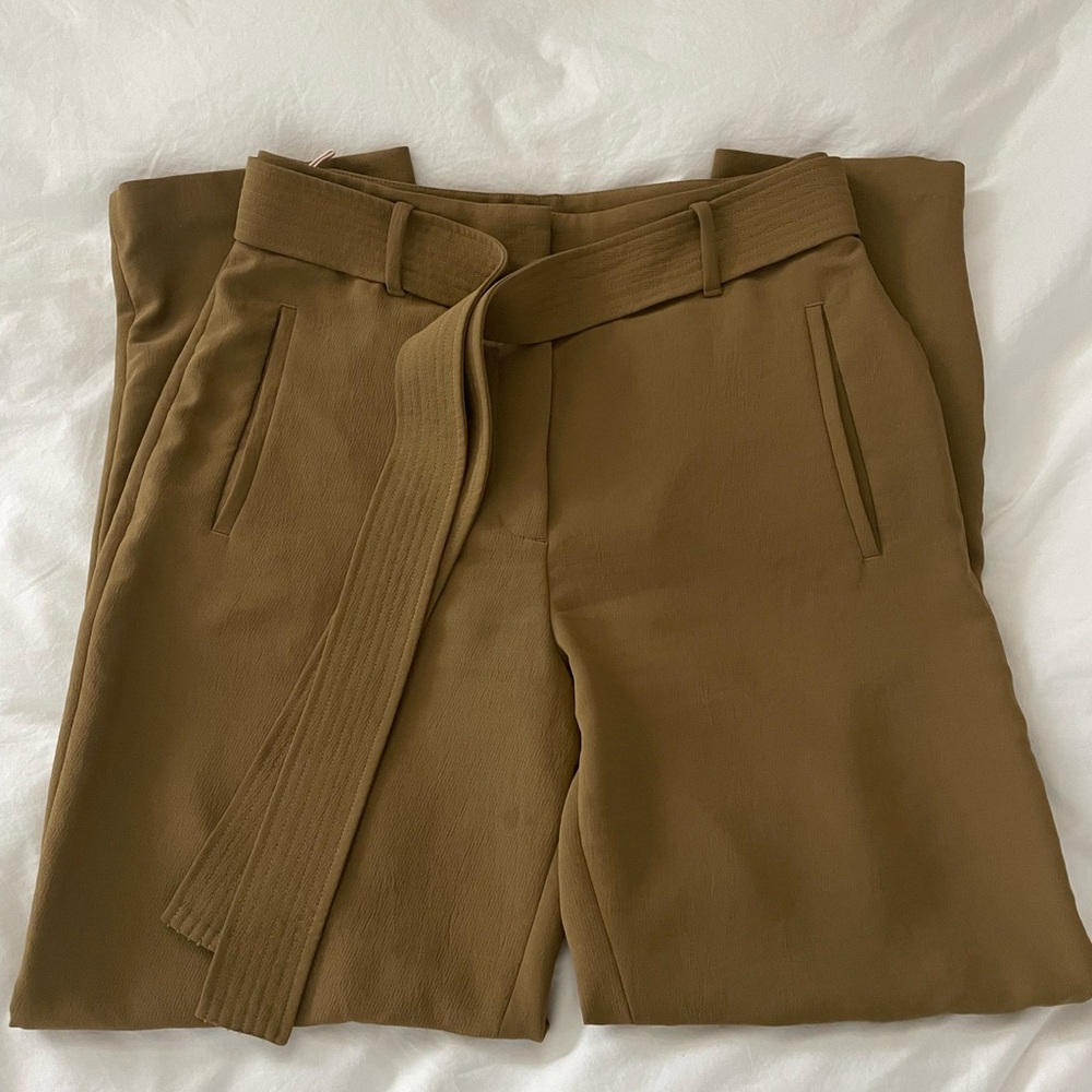 Wilfred tie front pants w/ wide straight leg sz 10 KHAKI GREEN